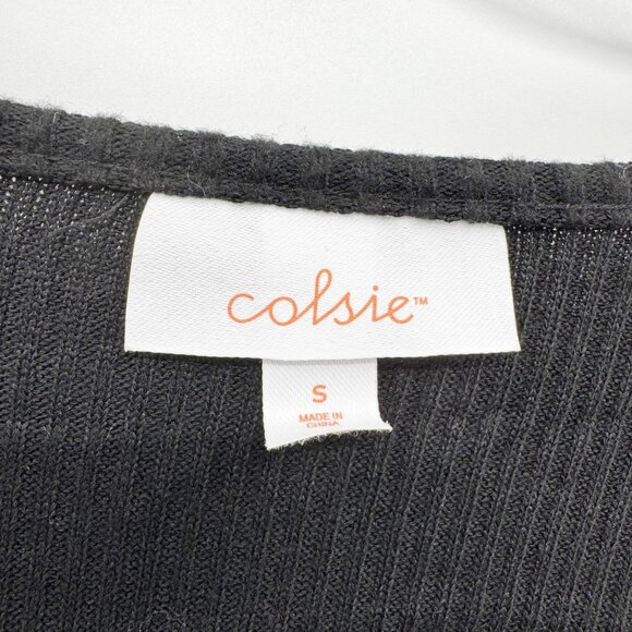 NEW Colsie Long Sleeve Cropped Ribbed Cozy Wrap Top - Black - Picture 9 of 10